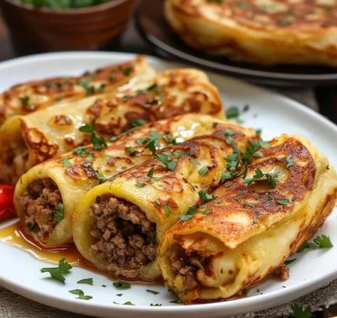 Crêpes Salées à la Viande Hachée